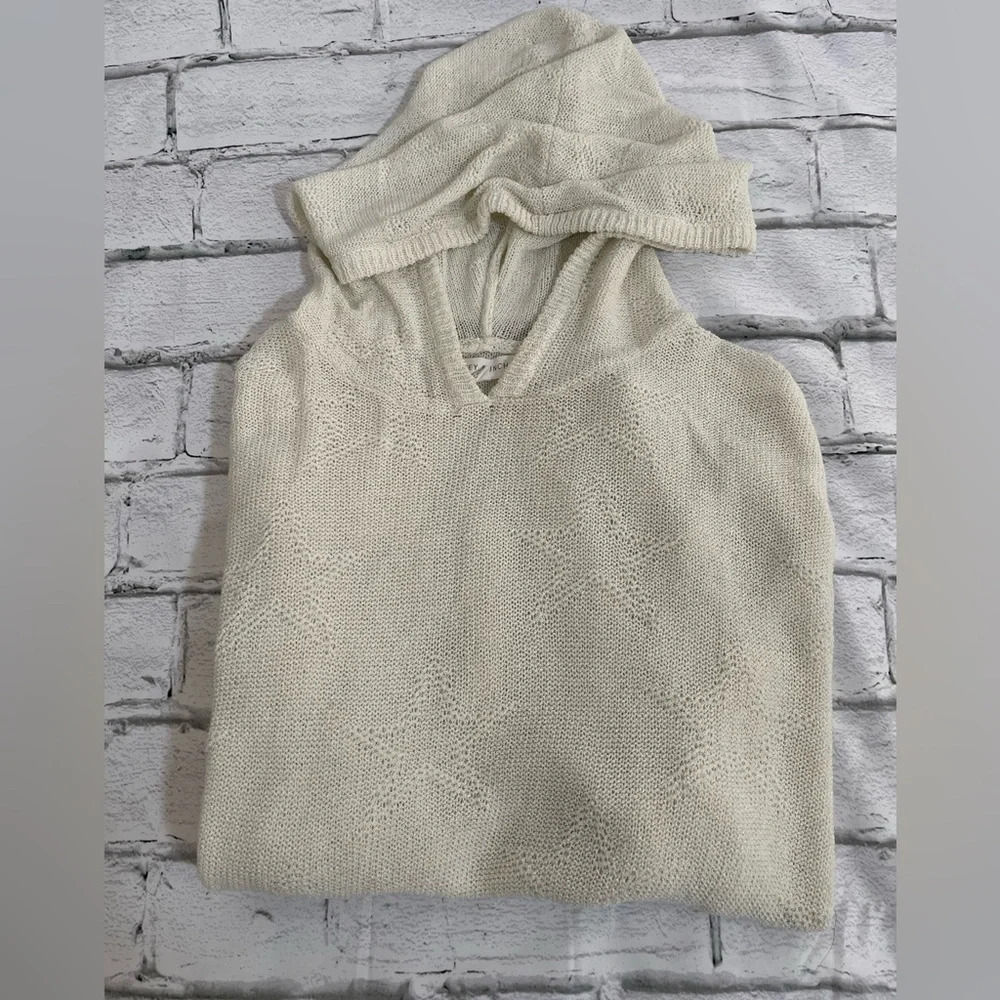 Women’s Honey Punch white sheer star print hooded sweater S - Picture 4 of 7
